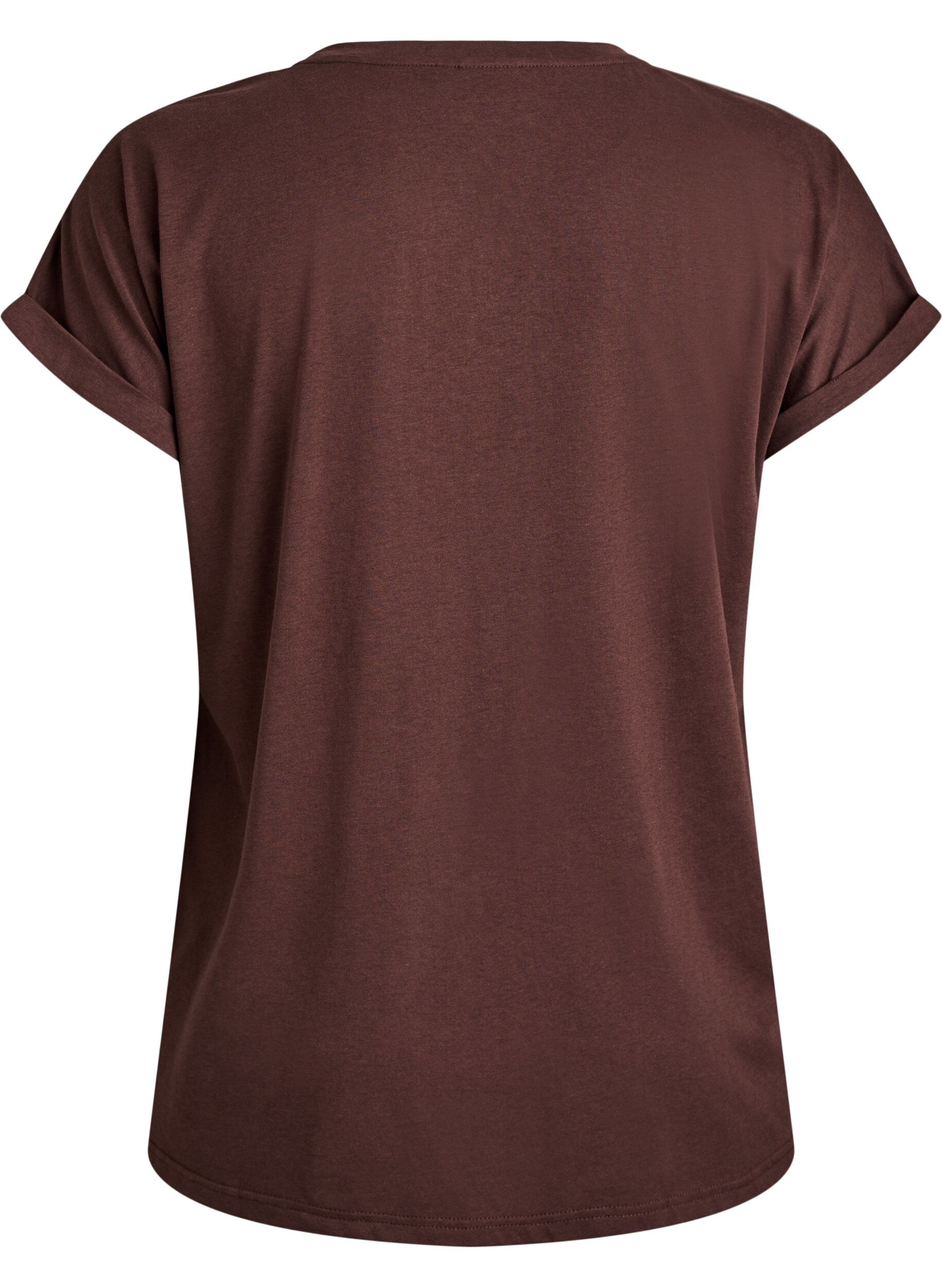 ZizziKurz&auml;rmeliges T-Shirt aus Baumwollmischgewebe, Braun, Packshot image number 1