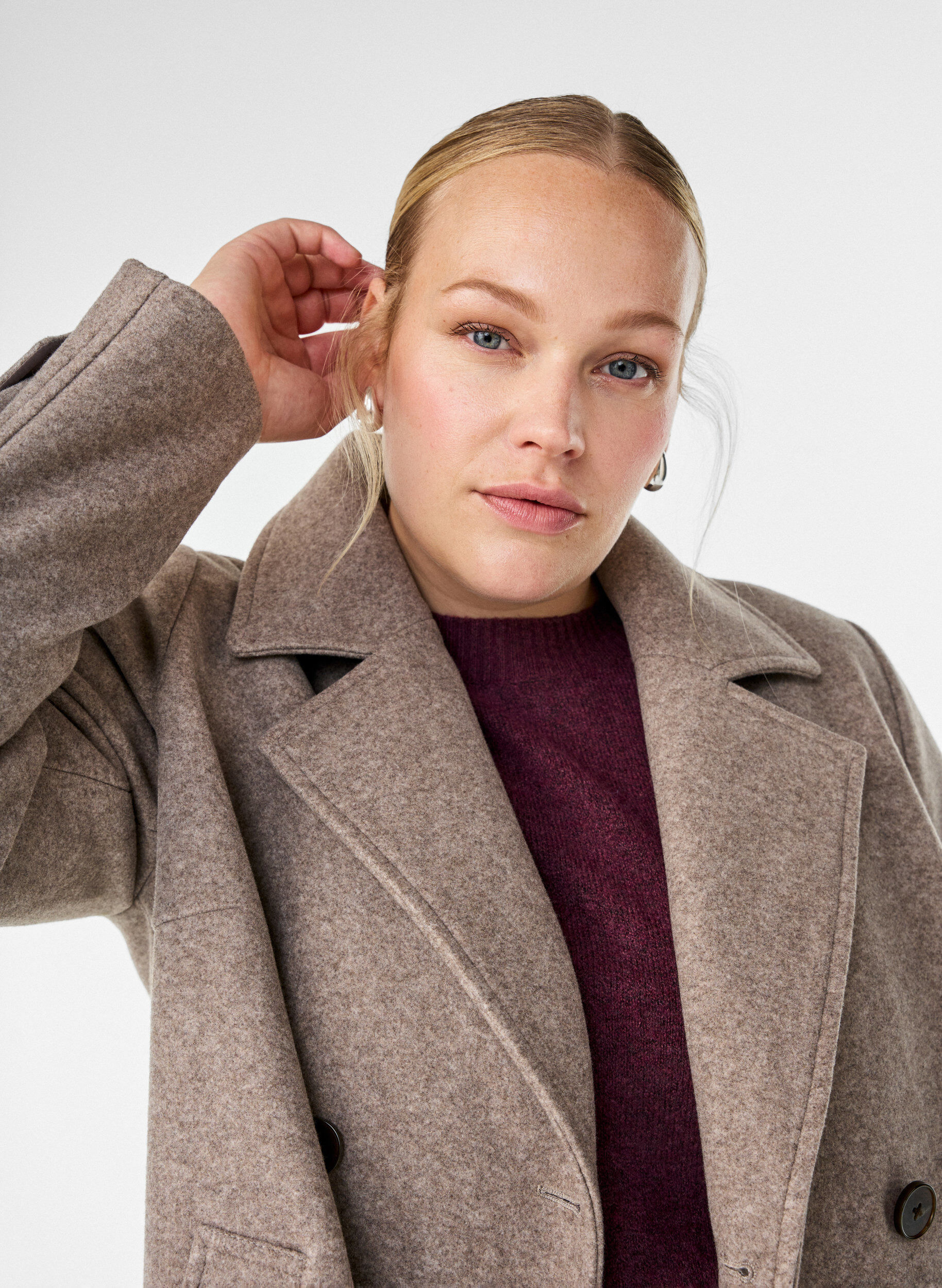 ZizziKurzmantel mit zweireihiger Knopfleiste, Beige, Image image number 0