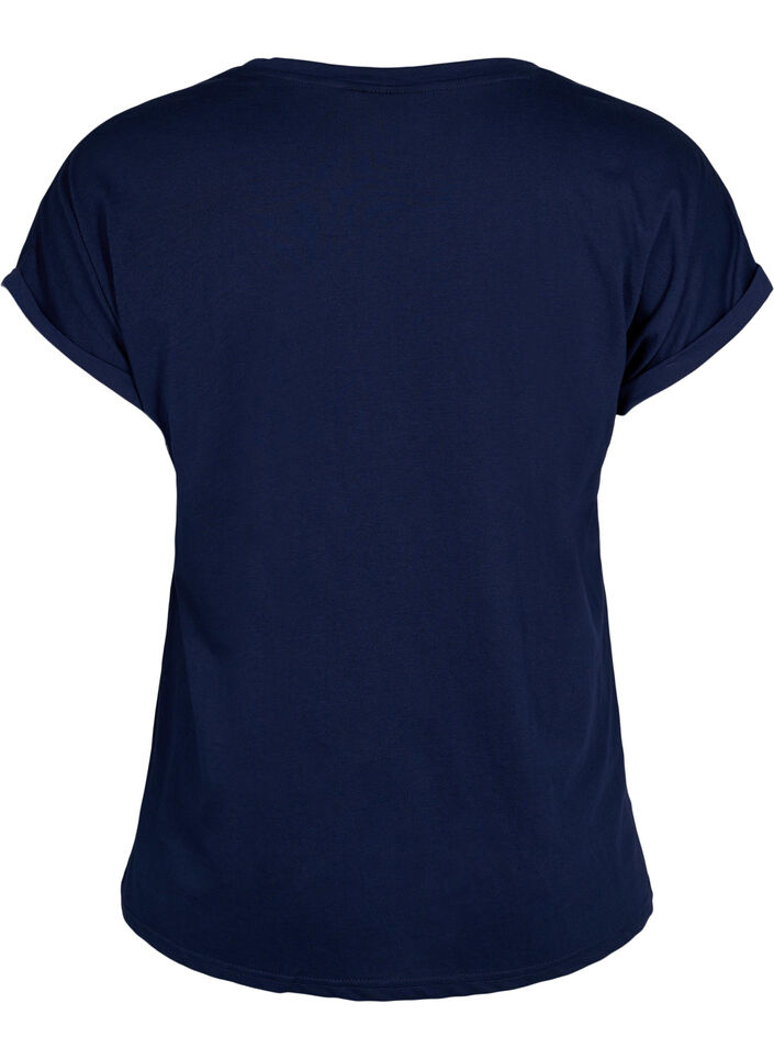 Kurzärmliges T-Shirt aus einer Baumwollmischung, Navy Blazer, Packshot image number 1
