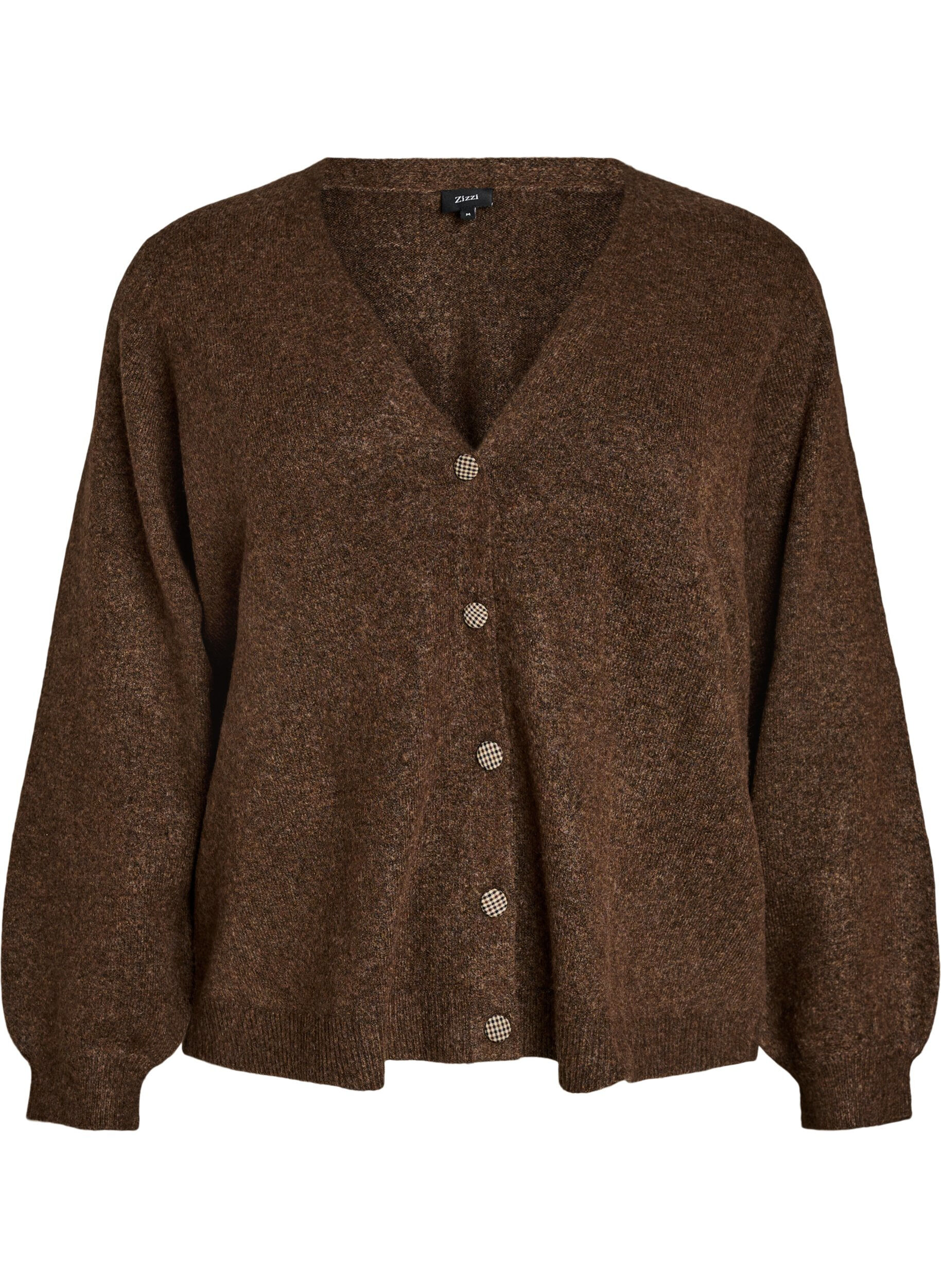 Strickjacke mit Zierkn&ouml;pfen und V-Ausschnitt
