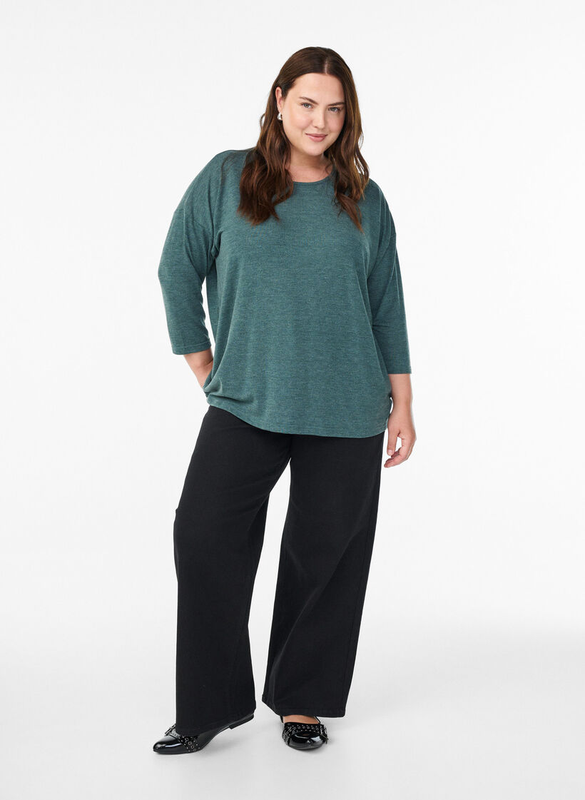 Bluse aus Jersey mit 3/4-&Auml;rmeln , Gr&uuml;n, Model image number 1