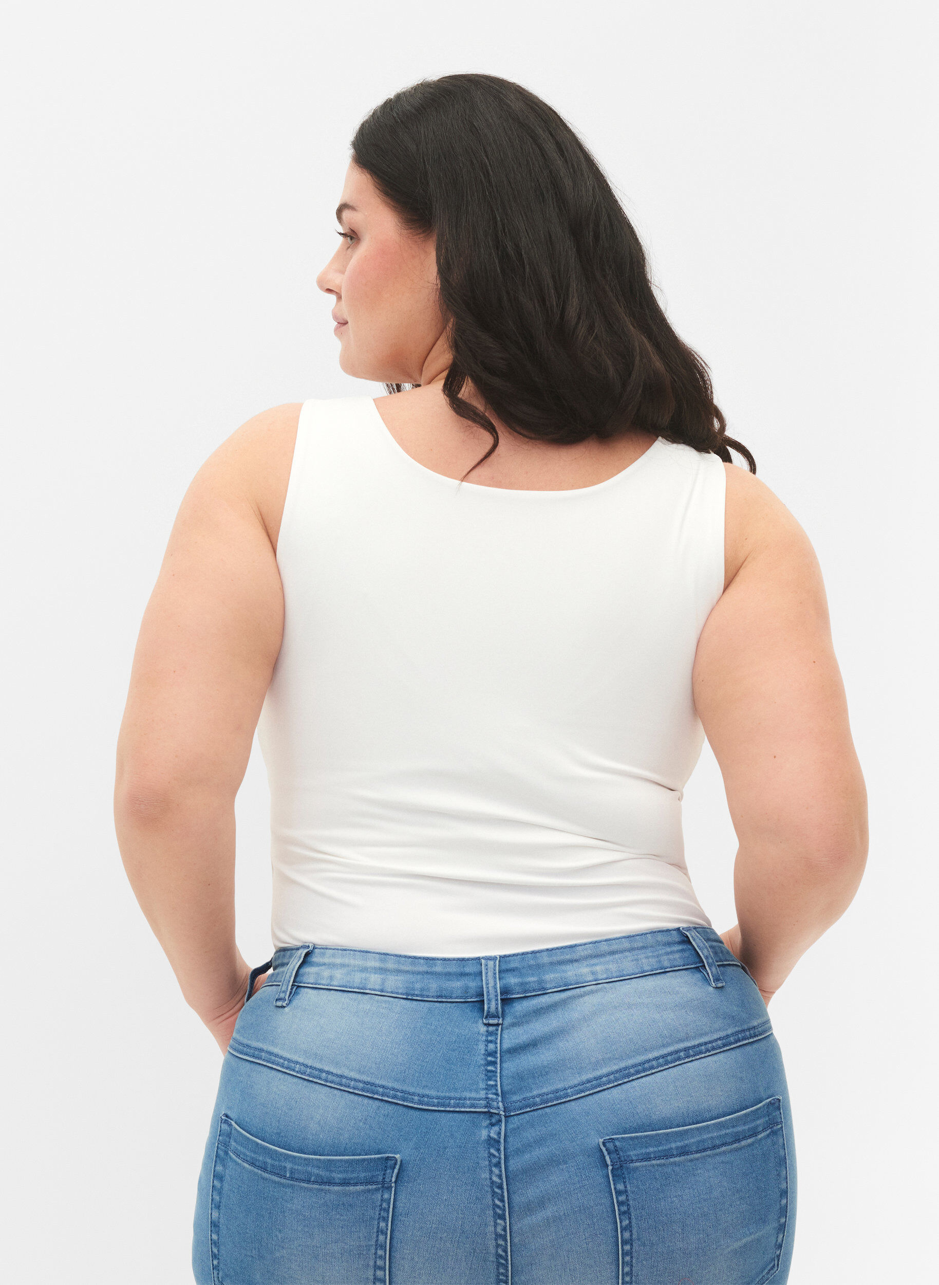 Zizzi Dehnbares, wendbares Oberteil, Bright White, Model image number 1