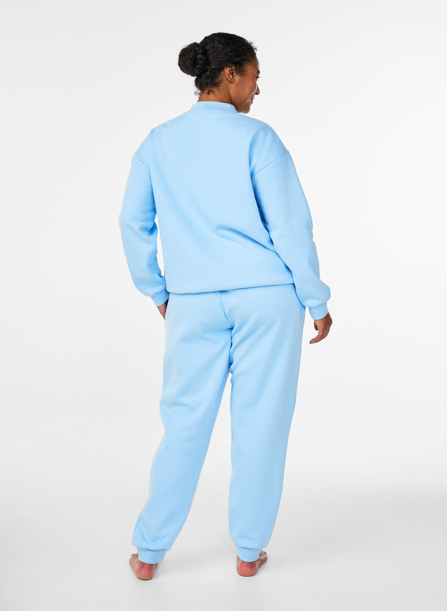 Zizzi Hochtaillierte Jogginghose, Blau, Model image number 1