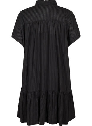 Gestreiftes Kleid aus Baumwollmischung, Black, Packshot image number 1