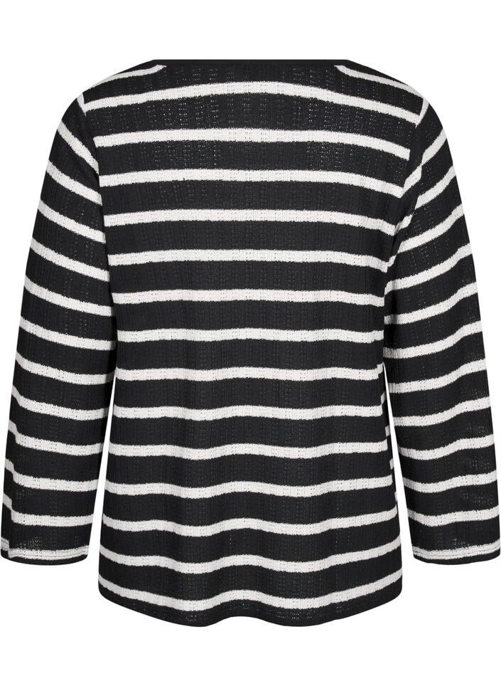 Strickjacke mit Bindebändchen, Black White stripe, Packshot image number 1