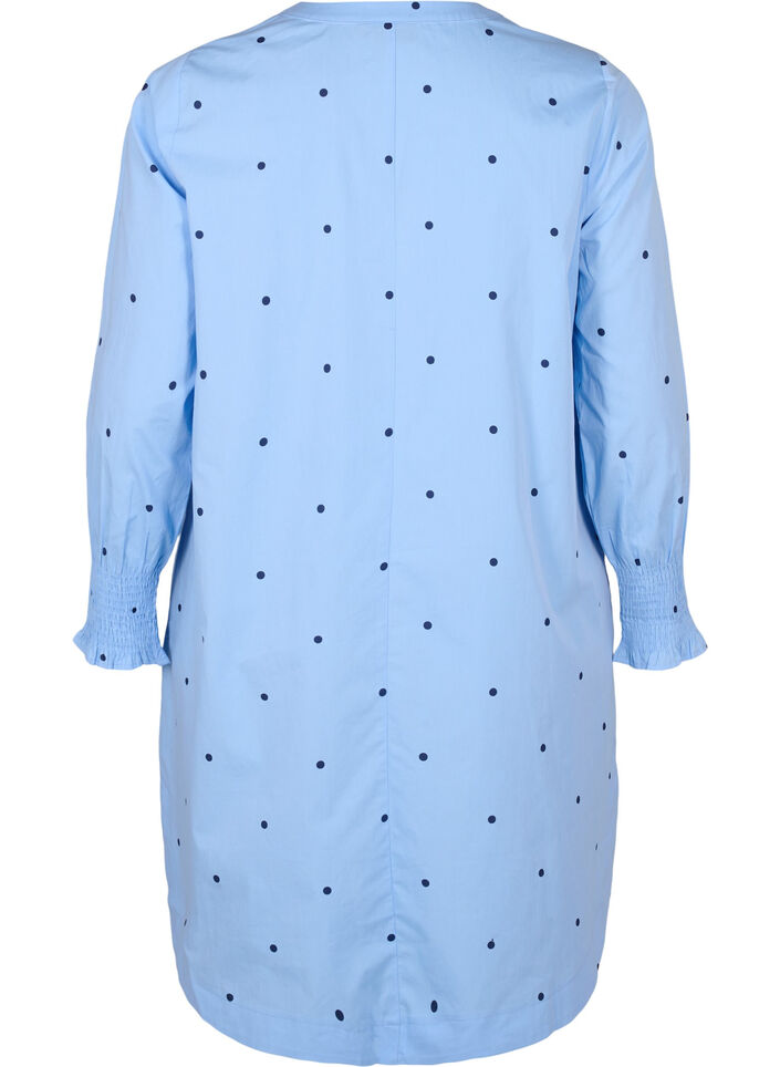 Kleid mit Polka Dots und langen Ärmeln, Blau, Packshot image number 1