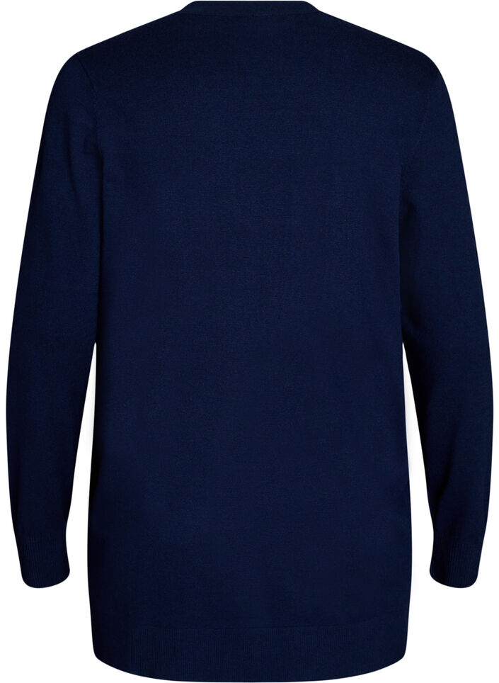 Lange offene Strickjacke mit Taschen, Blau, Packshot image number 1