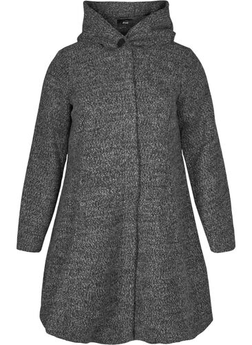 Lange Jacke mit Kapuze und Wolle, Dark G. mlg, Packshot image number 0