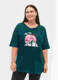 Baumwoll-T-Shirt mit Print, Deep Teal/Sea Pink, Model