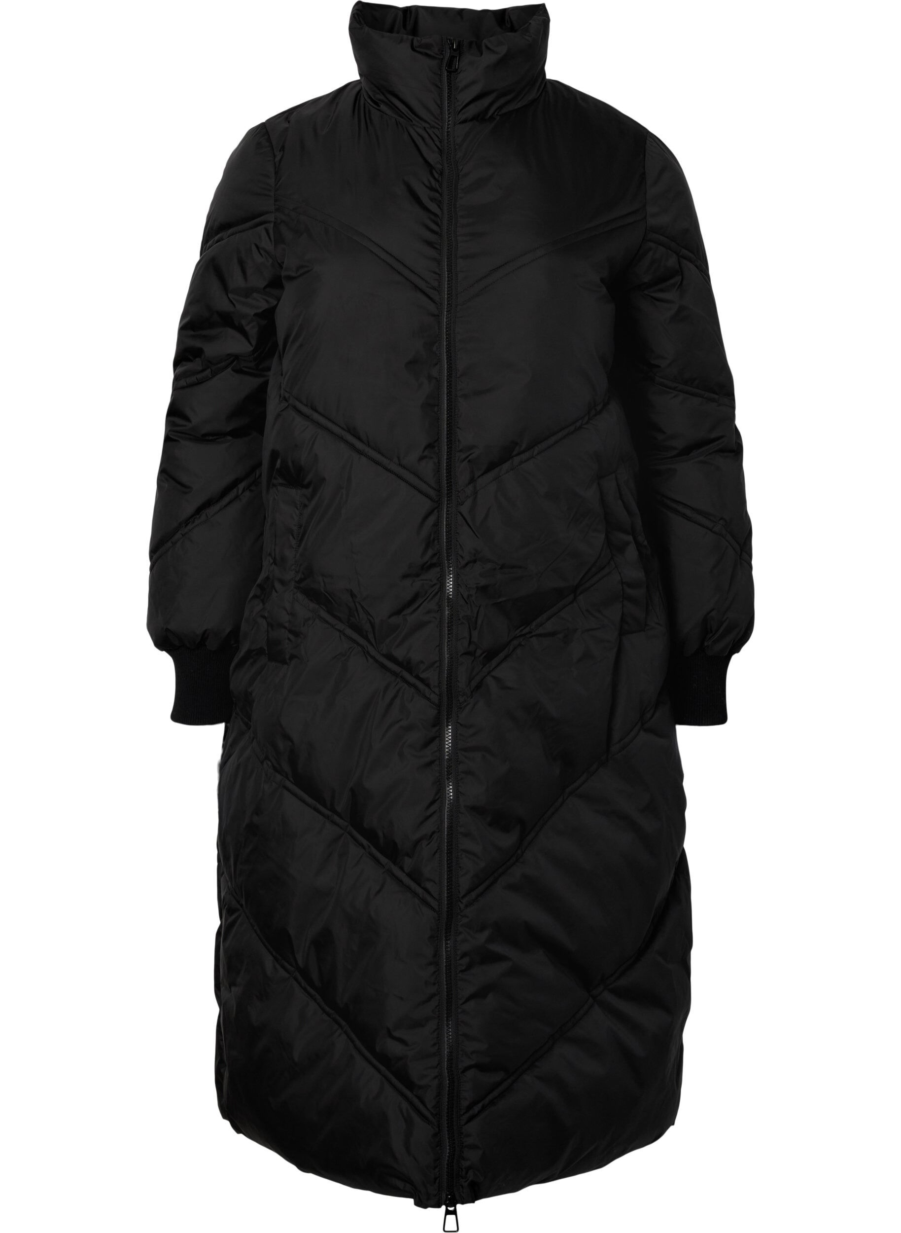 Zizzi Lange Pufferwinterjacke, Black, Packshot image number 0