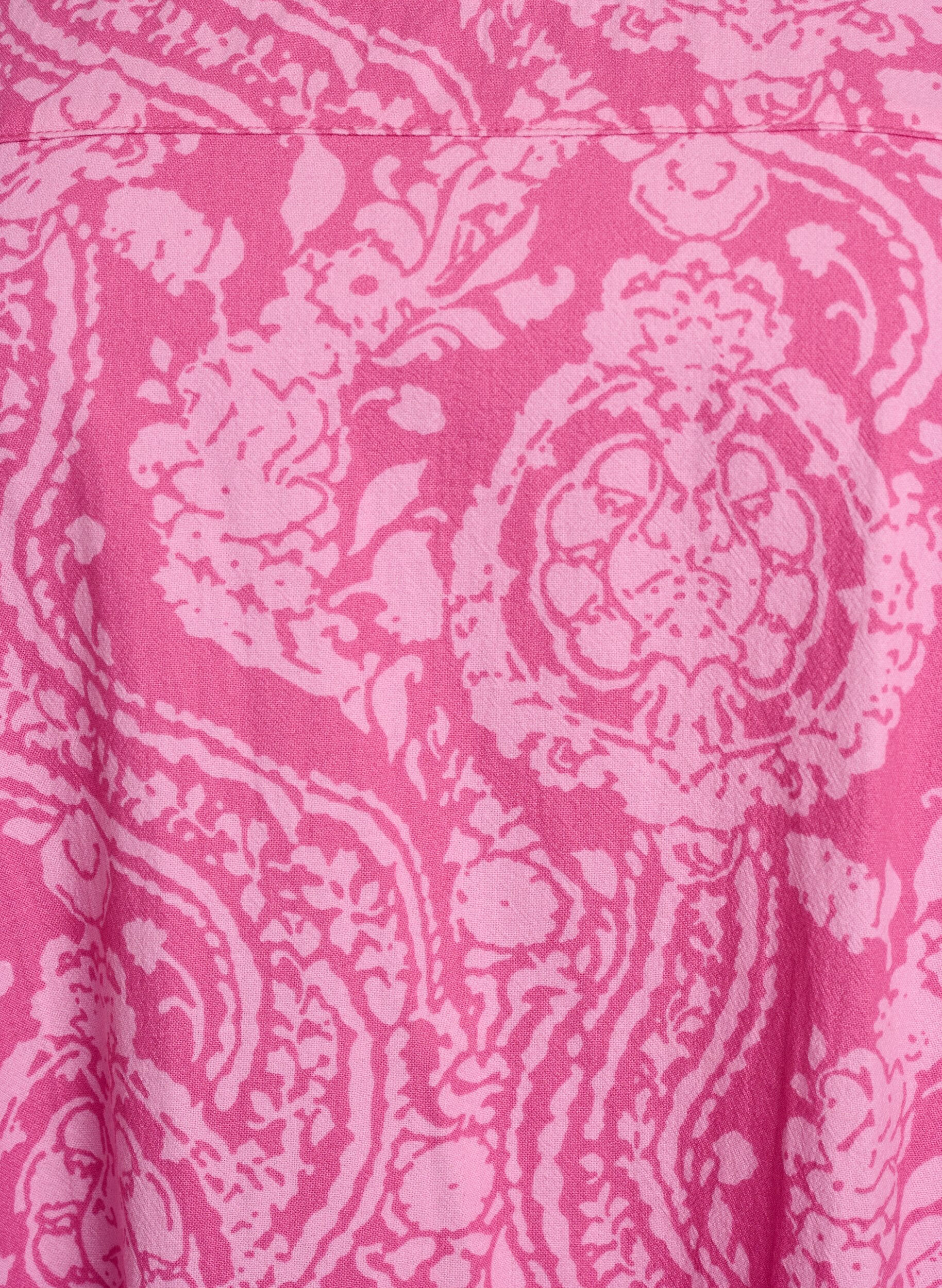 Zizzi Kurz&auml;rmliges Baumwollkleid mit Aufdruck, Pink, Packshot image number 2