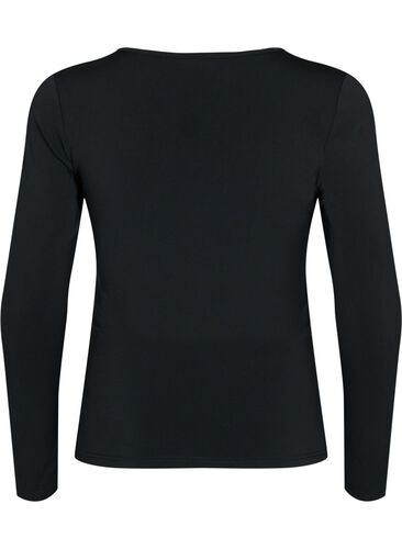 Bluse mit V-Ausschnitt und Drapierung, Black, Packshot image number 1
