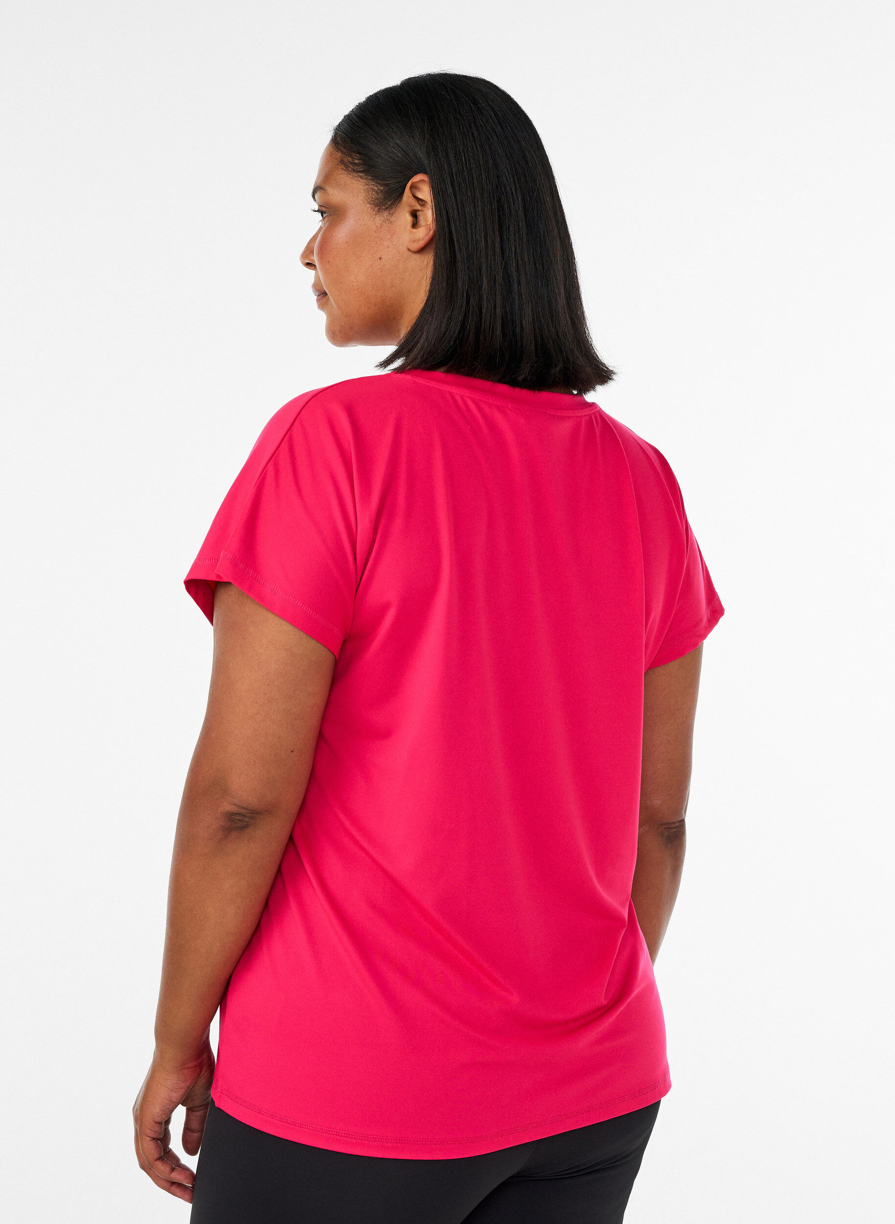 ZizziLockeres Trainings-T-Shirt mit V-Ausschnitt, Pink, Model image number 2