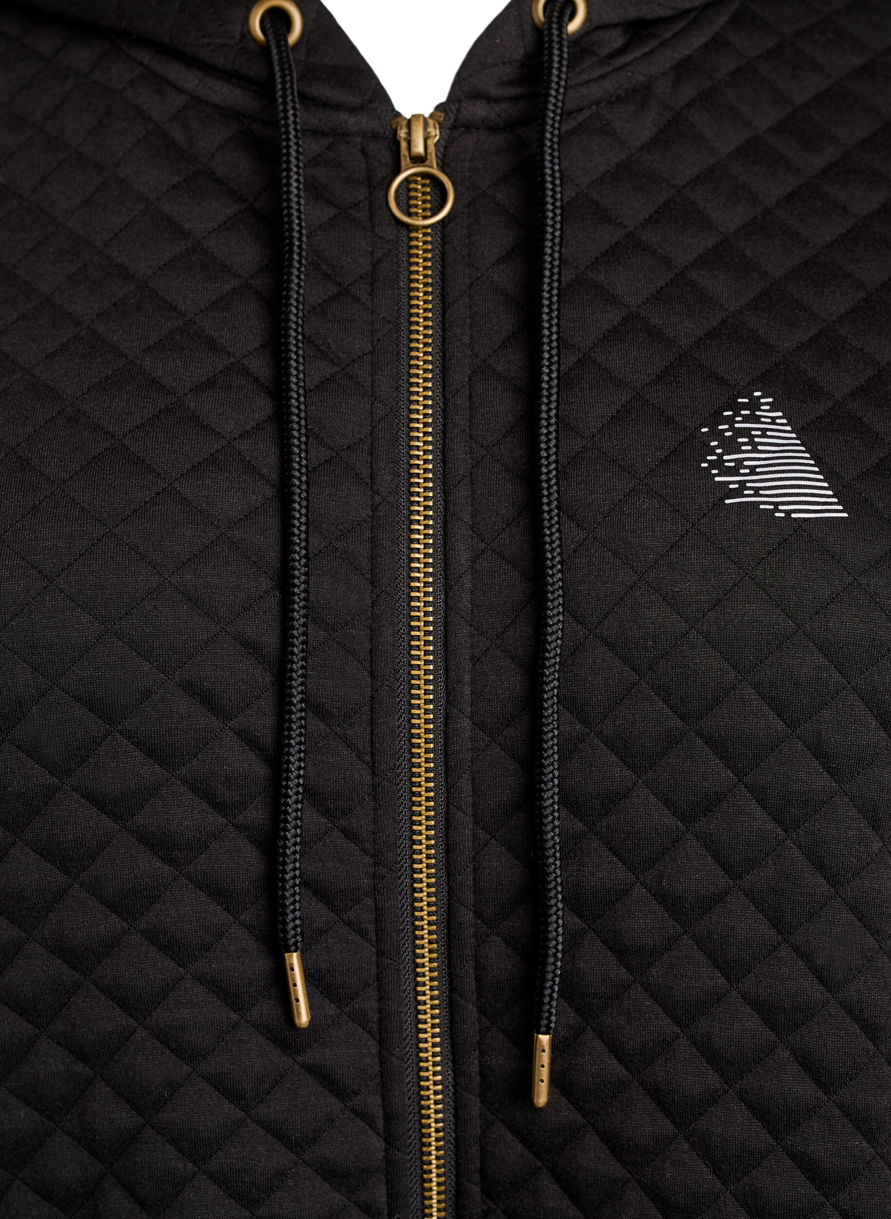 Zizzi Lange gesteppte Kapuzenjacke mit Rei&szlig;verschluss und Taschen, Schwarz, Packshot image number 2