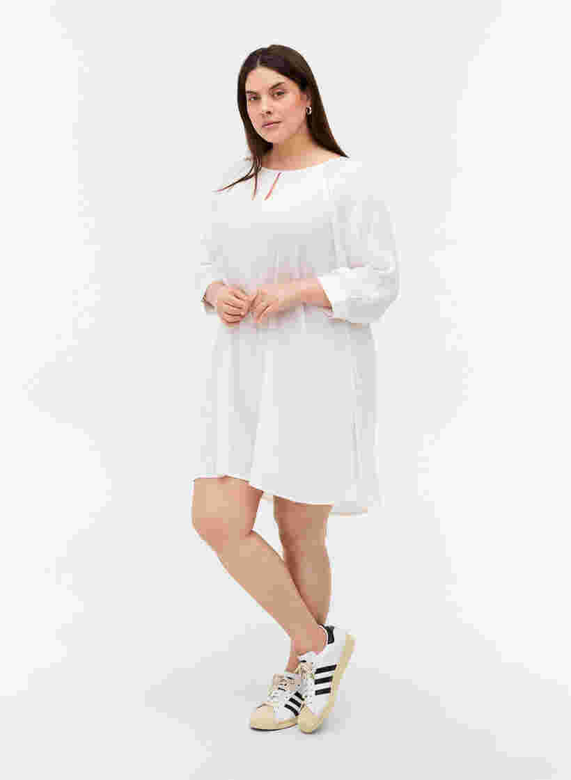 Tunika aus Viskose mit 3/4-Ärmeln, Bright White, Model image number 2