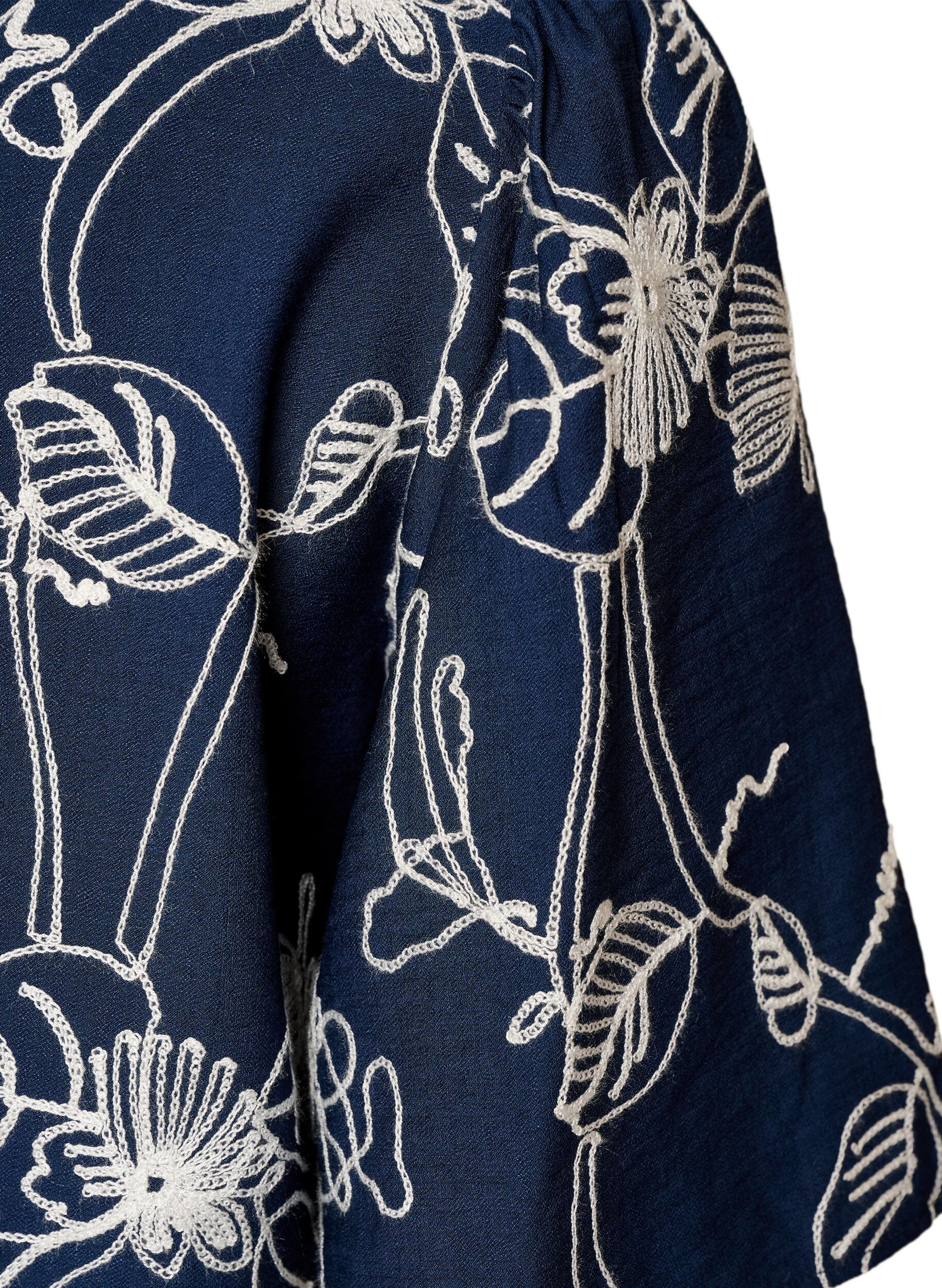 ZizziKurz&auml;rmelige Bluse mit Stickmuster, Blau, Packshot image number 3