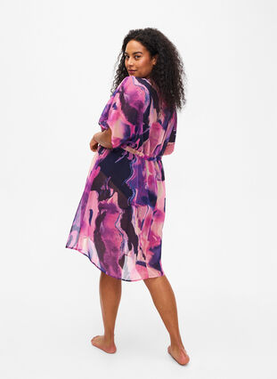 Strand-Kimono mit Druck, Purple Swirl, Model image number 1