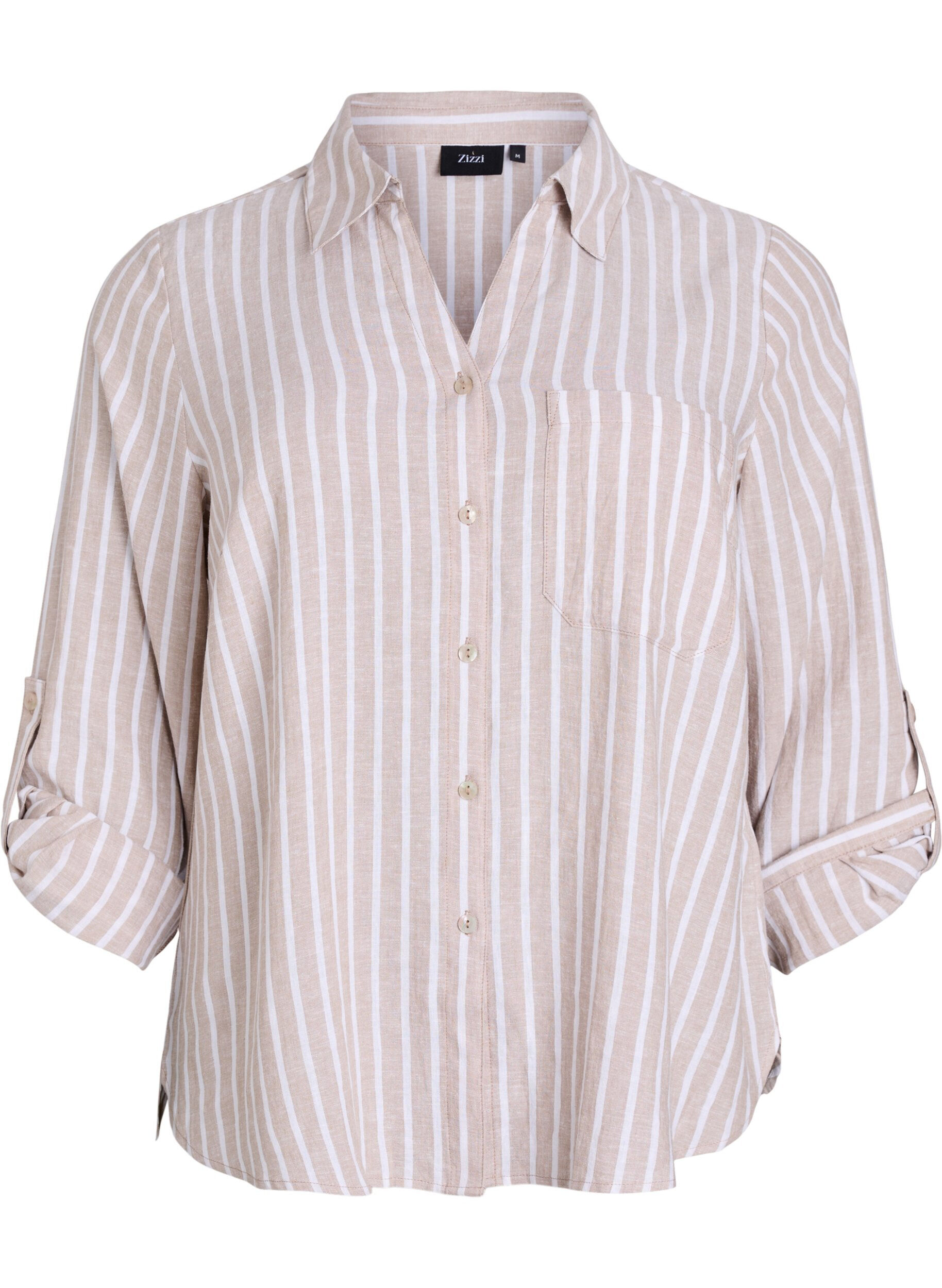 Bluse aus Leinen und Viskose mit 3/4-&Auml;rmeln
