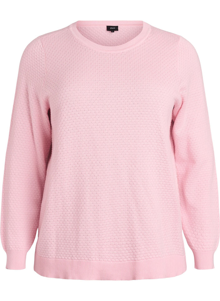 Strickbluse aus Baumwolle mit Strukturmuster, Rot, Packshot image number 0