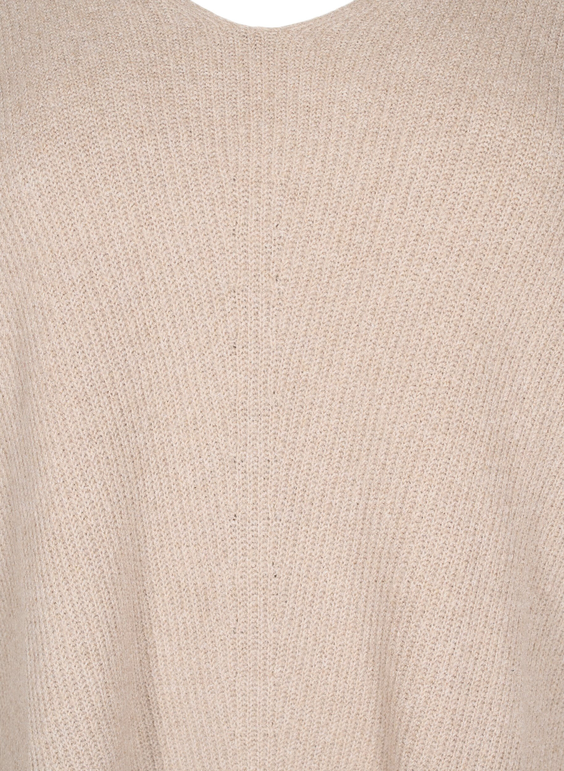 Zizzi Strickbluse mit V-Ausschnitt und langen &Auml;rmeln, Simply T. White Mel., Packshot image number 2