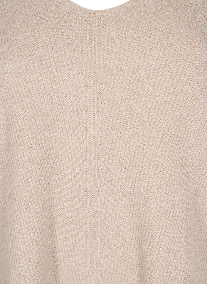 Strickbluse mit V-Ausschnitt und langen Ärmeln, Simply T. White Mel., Packshot image number 2