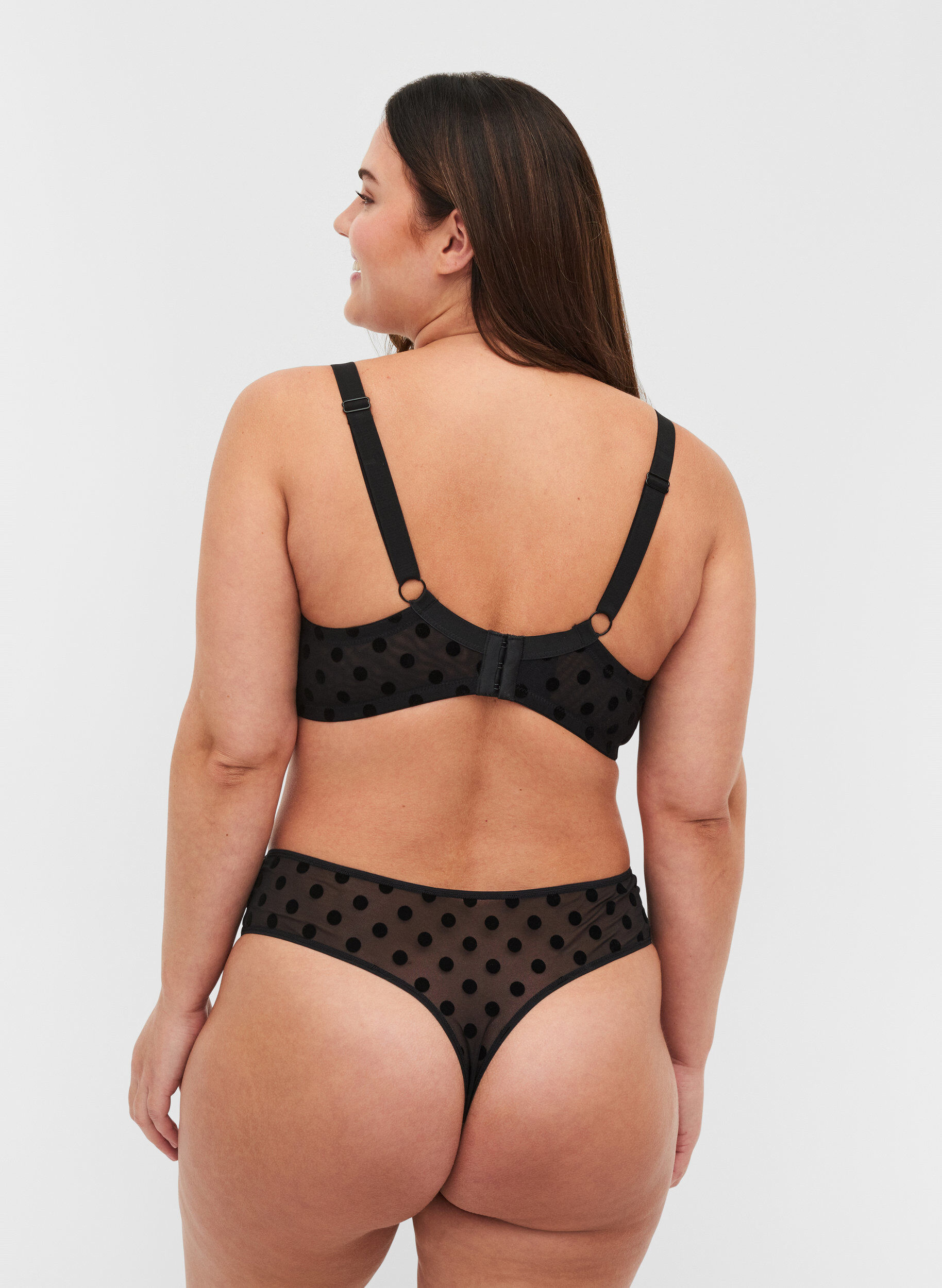 Zizzi 2er-Pack G-String aus Mesh mit Punkten, Black, Model image number 1