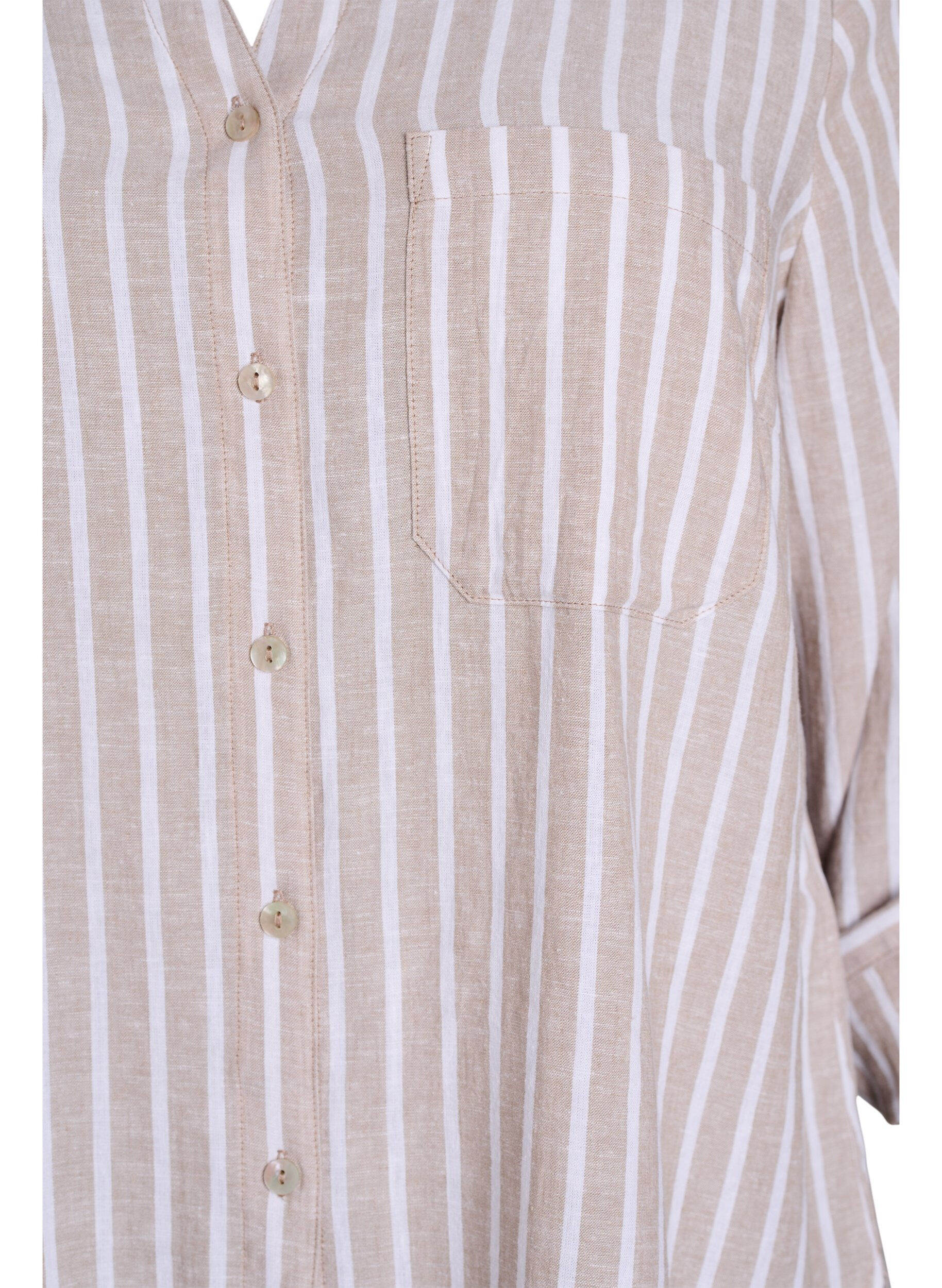 ZizziBluse aus Leinen und Viskose mit 3/4-&Auml;rmeln, Beige, Packshot image number 2