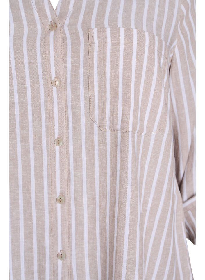 Bluse aus Leinen und Viskose mit 3/4-&Auml;rmeln, Beige, Packshot image number 2