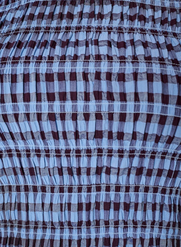 Smockbluse mit Vichy-Karo und R&uuml;schensaum, Blau, Packshot image number 2