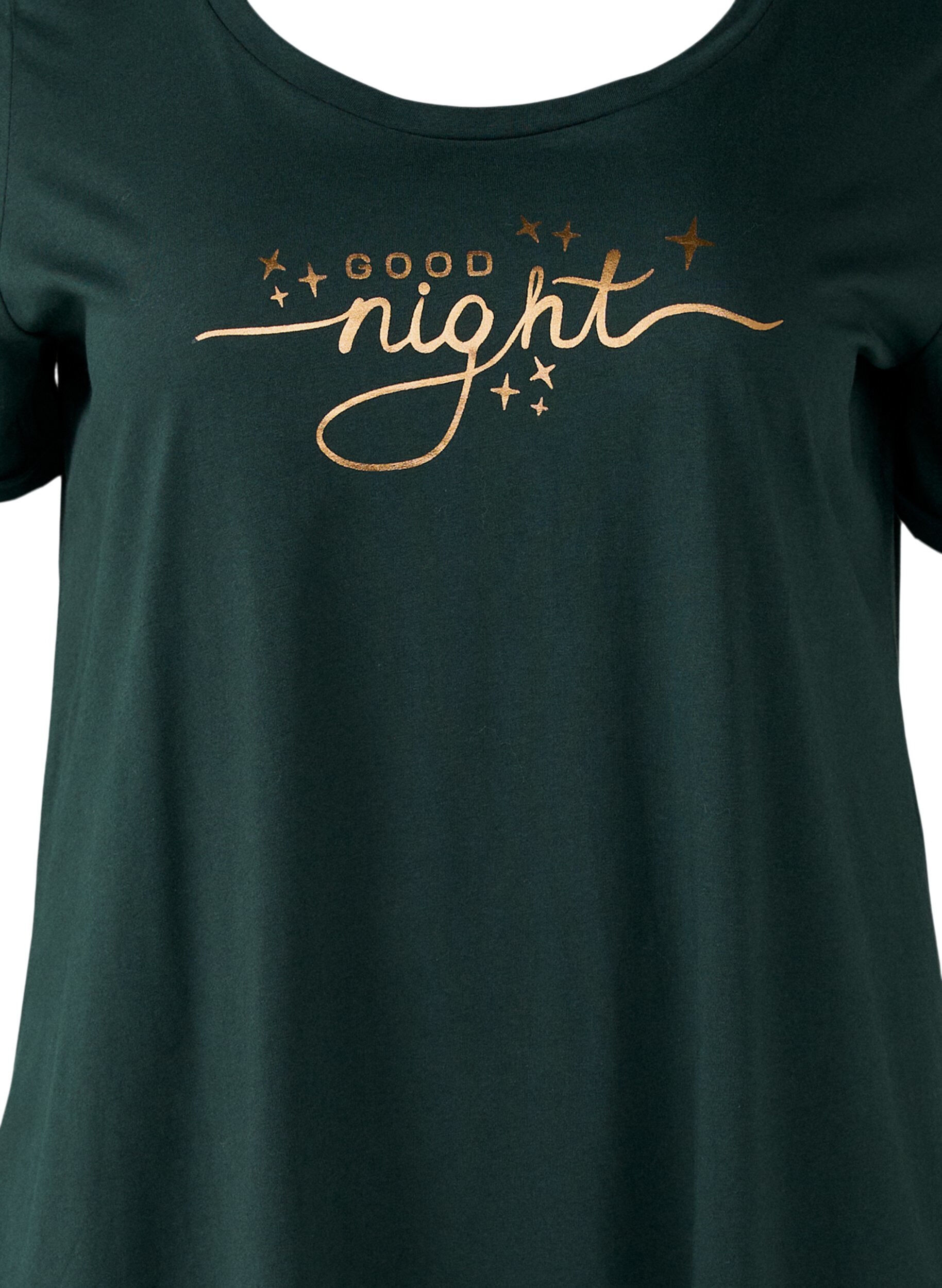 Zizzi Kurz&auml;rmeliges Nachthemd aus Bio-Baumwolle, Gr&uuml;n, Packshot image number 2