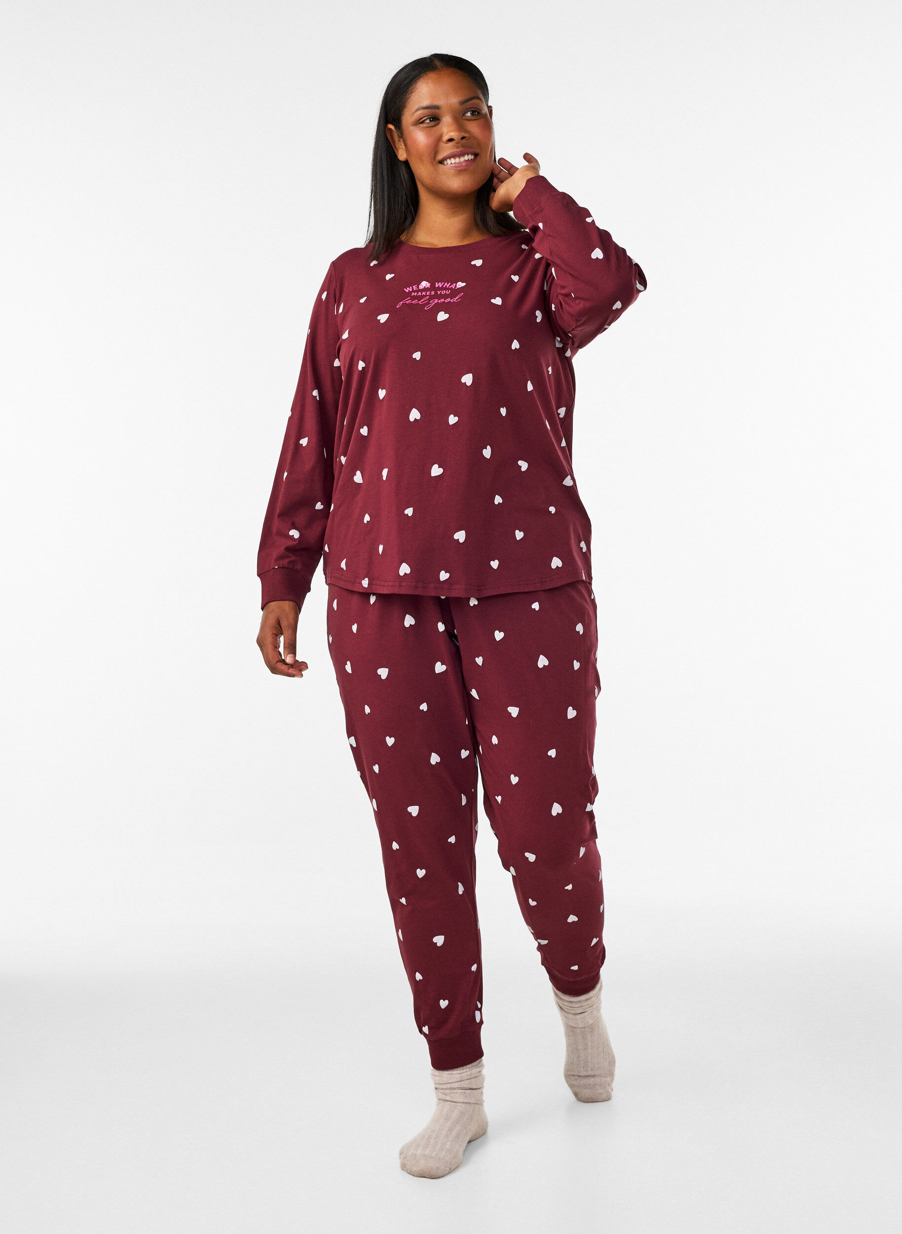 Bedruckte Pyjamahose, Rot, Model