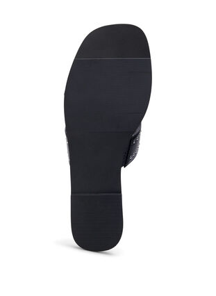 Flache Slip-on-Sandalen mit breiter Passform und Nieten, Black, Packshot image number 4