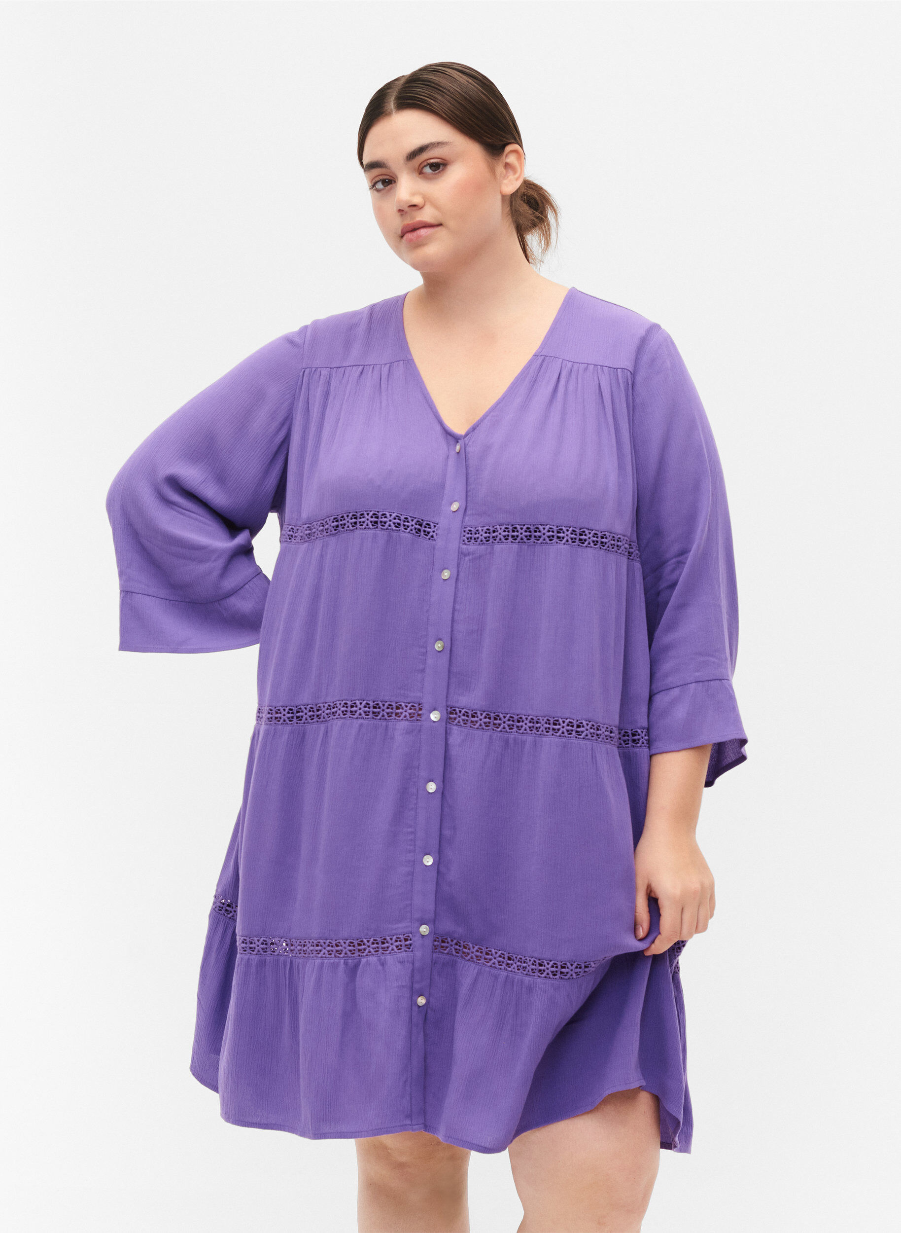 Zizzi Viskose Strandkleid, Royal Lilac, Model image number 0