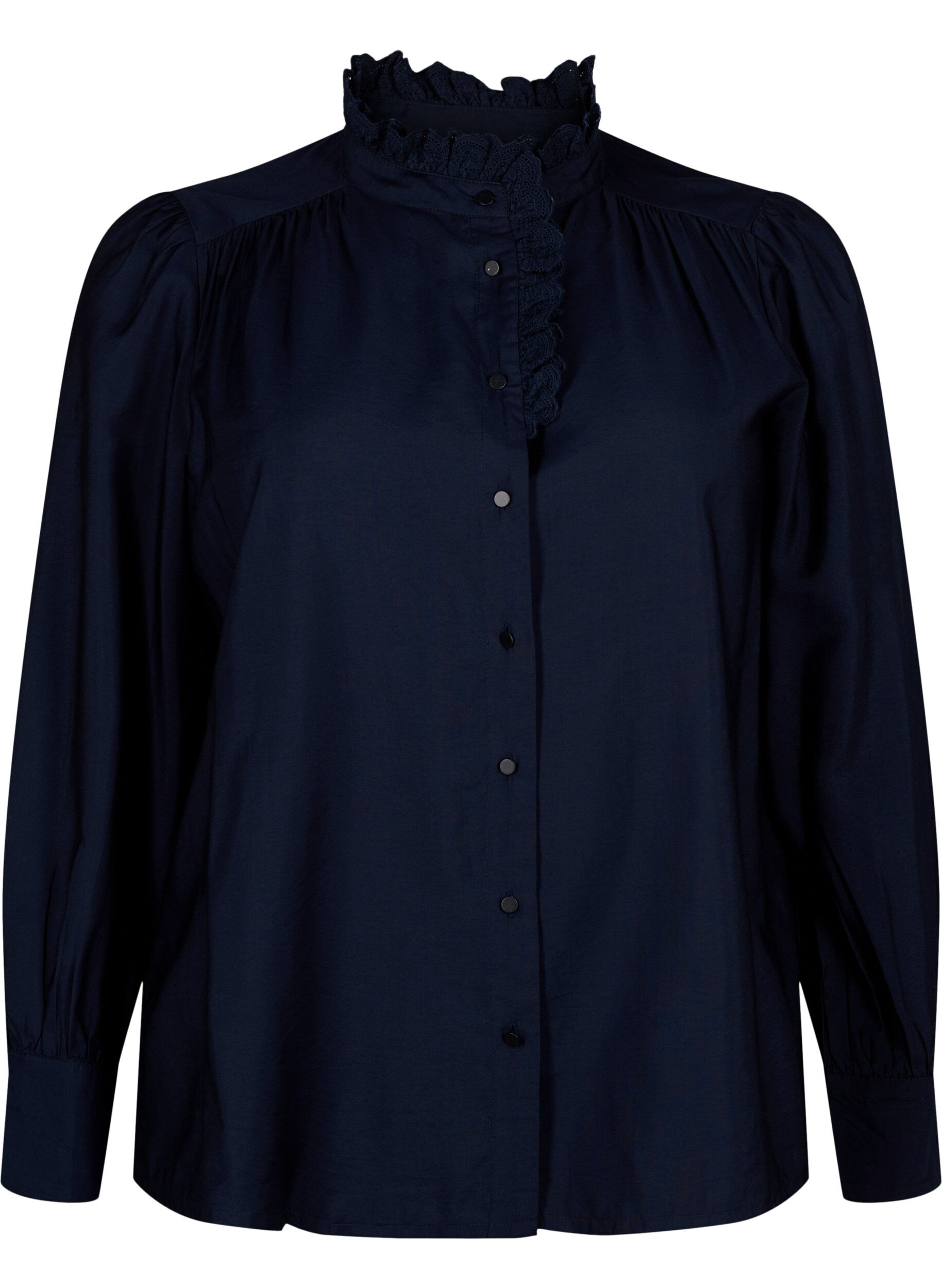 Zizzi Viskose Shirt Bluse mit Ruffles, Sky Captain, Packshot image number 0
