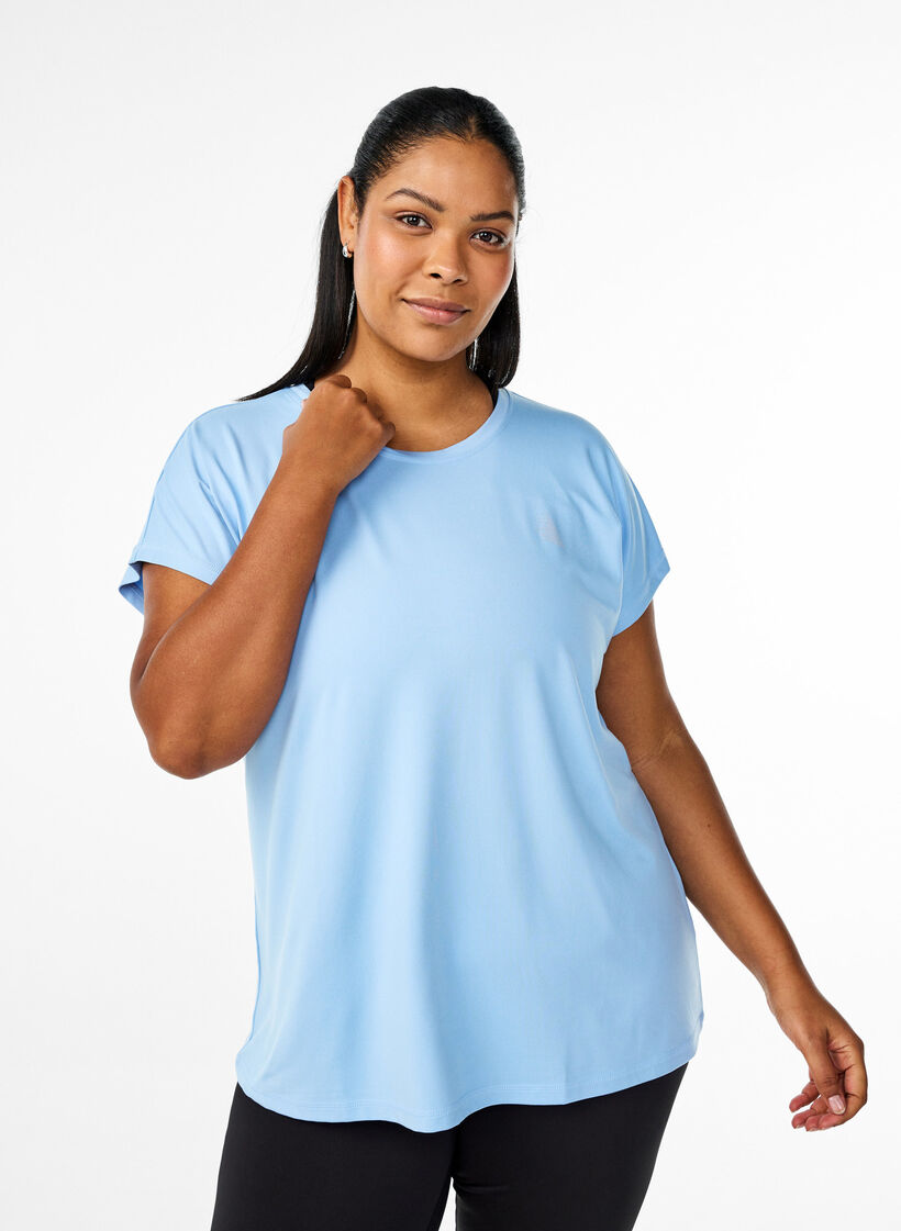 Einfarbiges Trainings-T-Shirt, Blau, Model image number 0