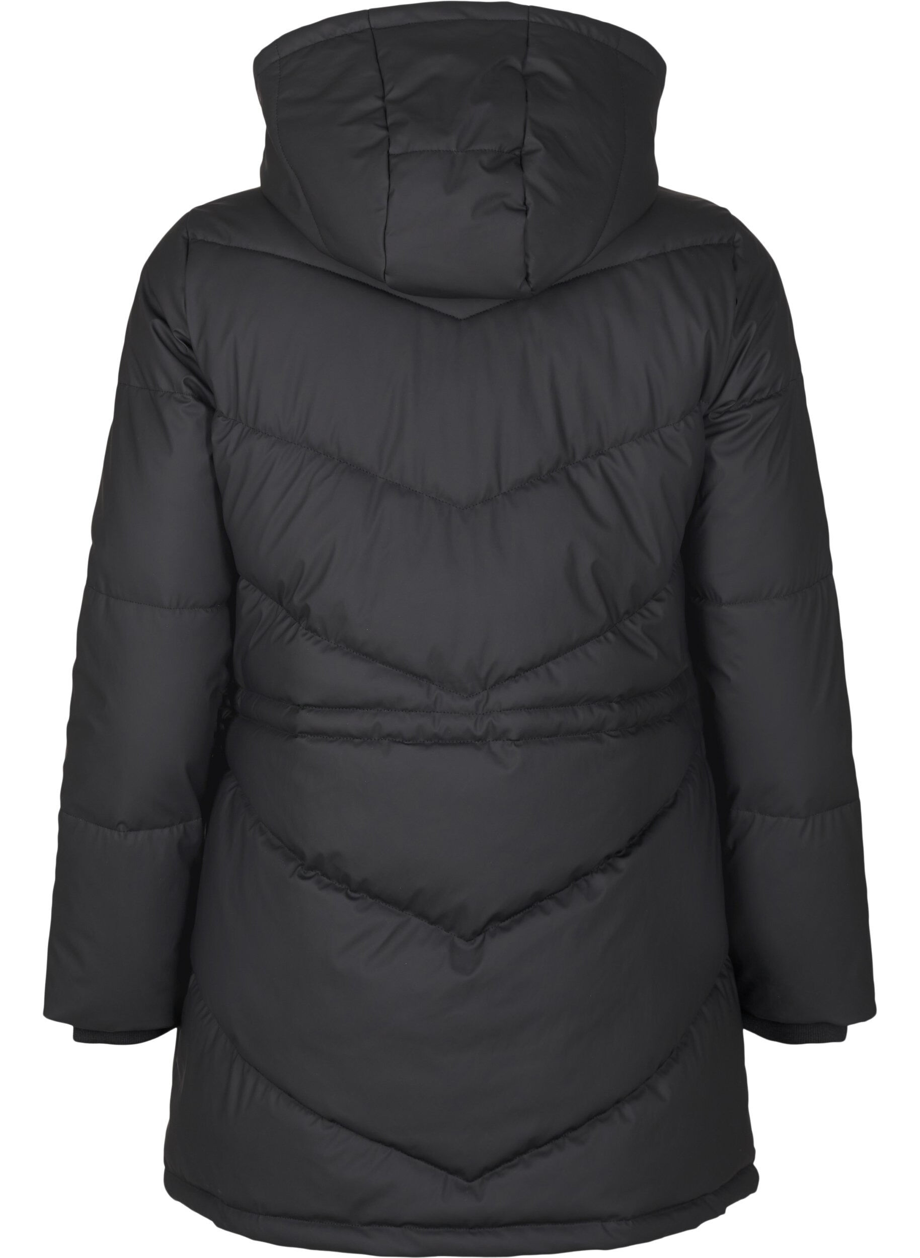 Zizzi Wasserabweisende Steckenjacke mit Kapuze, Schwarz, Packshot image number 1