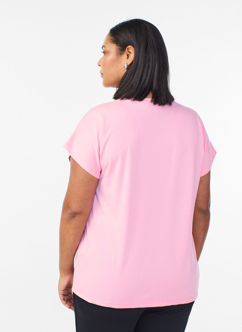 Einfarbiges Trainings-T-Shirt, Pink, Model image number 2