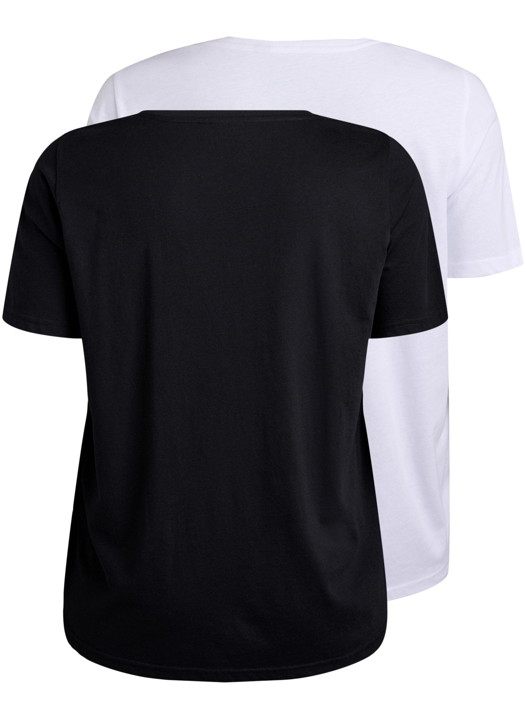 Zizzi FLASH - 2er-Pack T-Shirts mit V-Ausschnitt, Black/White, Packshot image number 1