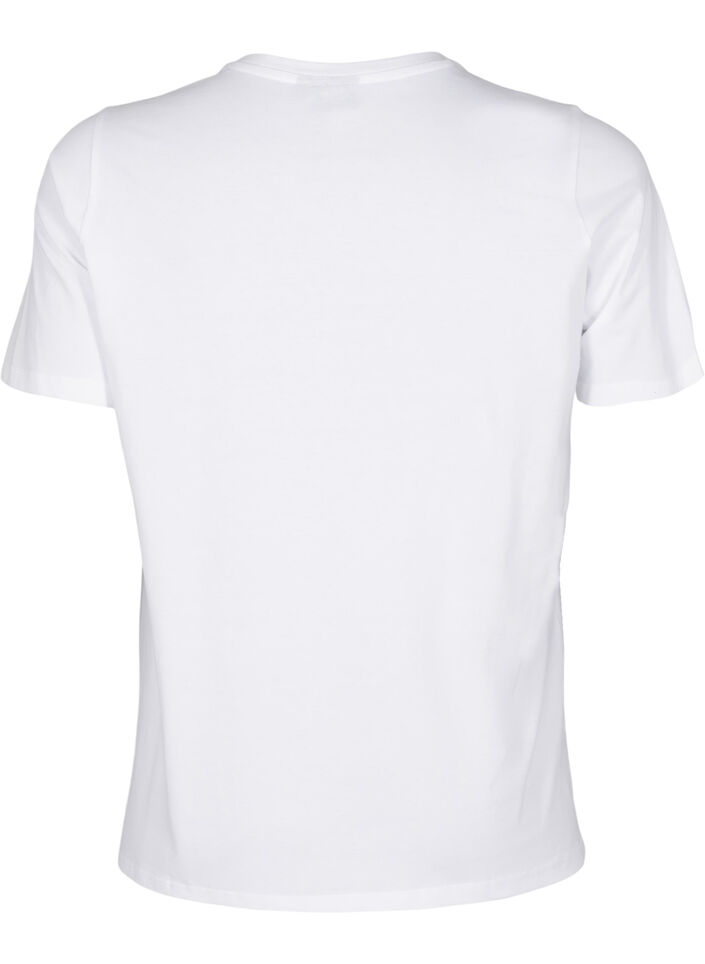 T-Shirt mit Rundhalsausschnitt und Strasssteinen, Bright White, Packshot image number 1