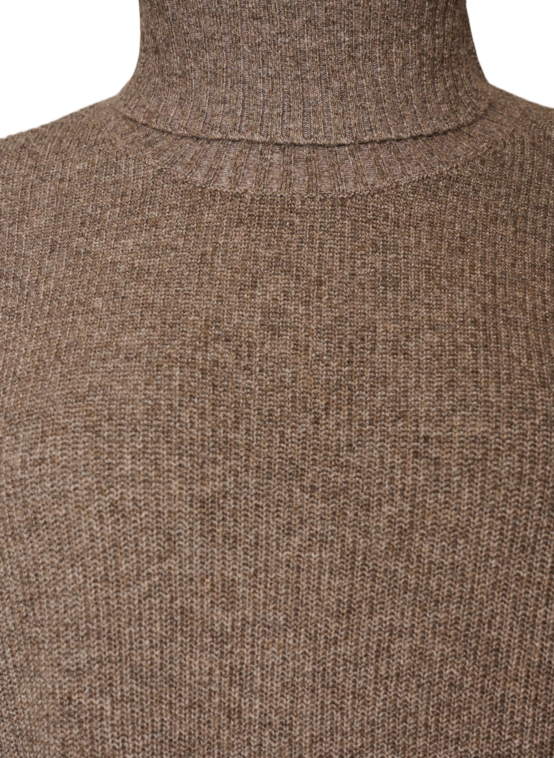 ZizziLocker gestrickter Pullover mit Rollkragen, Braun, Packshot image number 2