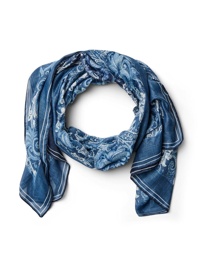 Langer Schal mit Muster, Blau, Packshot image number 0