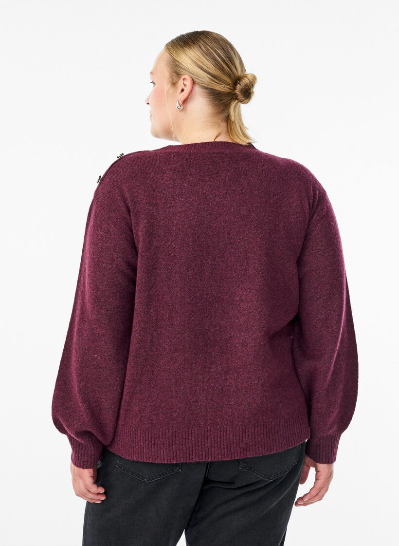 Strickbluse mit Knopfleiste, Dunkles Bordeaux, Model image number 2