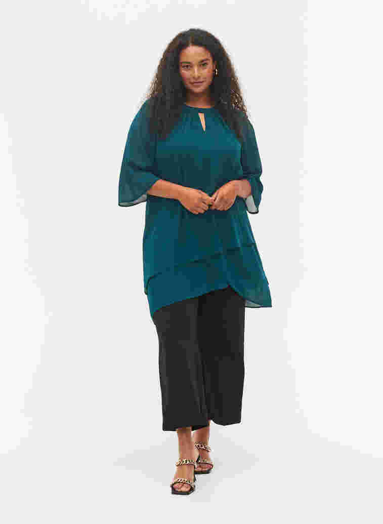 Chiffonbluse, Deep Teal, Model image number 2
