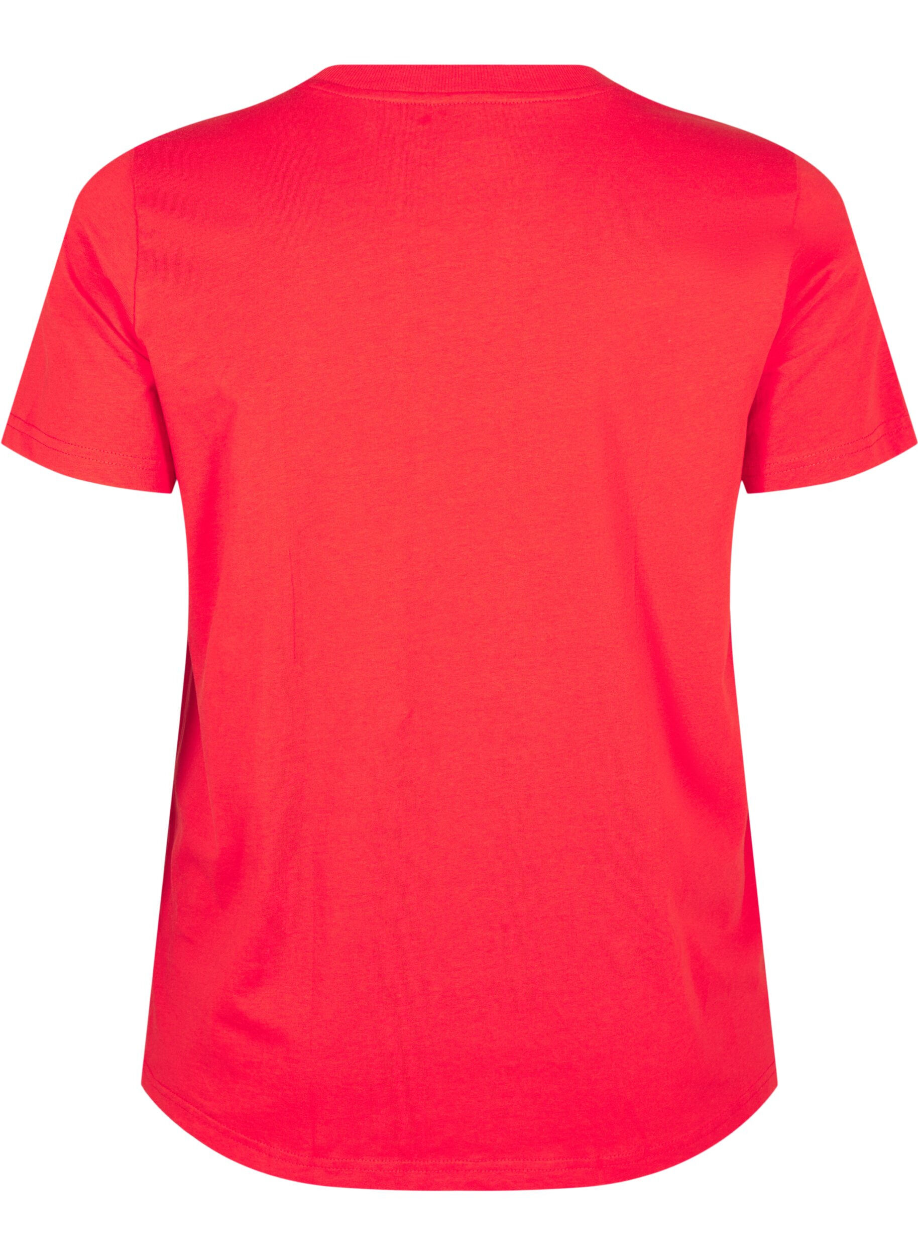 ZizziBasic-T-Shirt aus Baumwolle mit Rundhalsausschnitt, Rot, Packshot image number 1