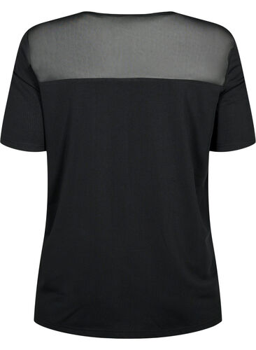 Kurzärmeliges Trainings-T-Shirt mit Mesh, Black, Packshot image number 1