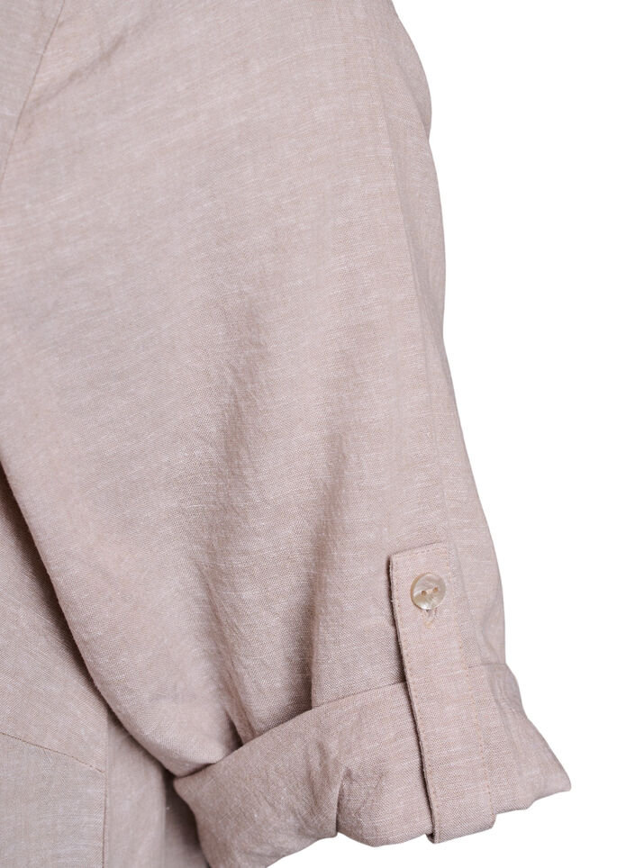 Tunika aus Leinen und Viskose mit A-Linie, Beige, Packshot image number 3