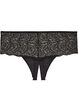 Offener Hipster-String mit Spitze und hohem Bund, Schwarz, Packshot image number 1