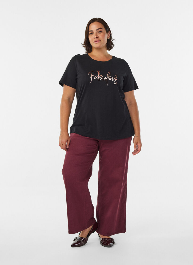 T-Shirt mit Print, Schwarz, Model image number 1