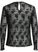 Langärmelige Bluse aus Mesh mit Spitzenmuster, Schwarz, Packshot image number 1
