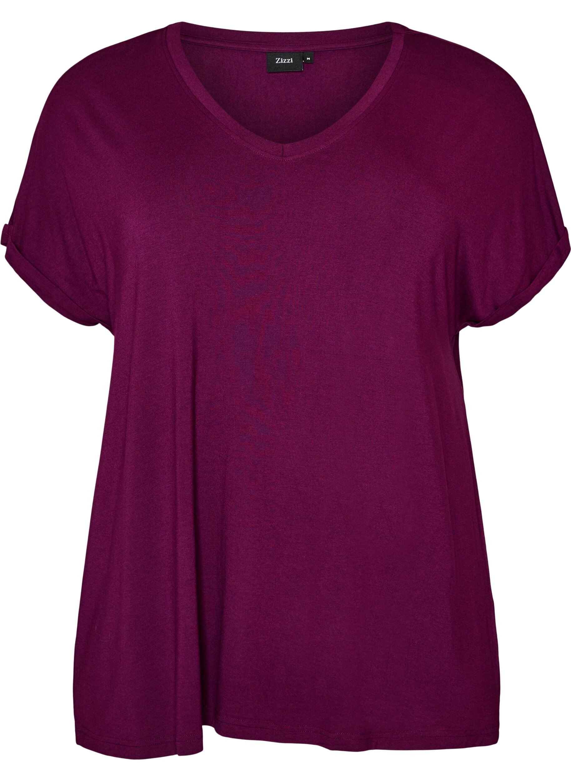 Basic T-Shirt aus Viskose mit V-Ausschnitt
